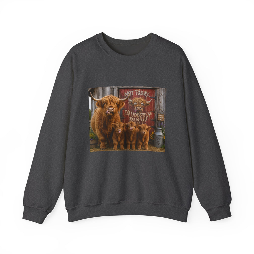 Highland Cow Family Sweatshirt - 'Not Today I’m Moody & Fluffy' Cozy Crewneck