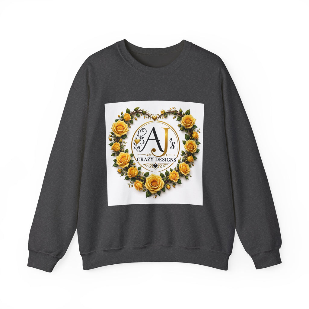 Crewneck Sweatshirt — Yellow Rose Wreath Monogram "A" Design