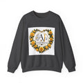 Crewneck Sweatshirt — Yellow Rose Wreath Monogram "A" Design
