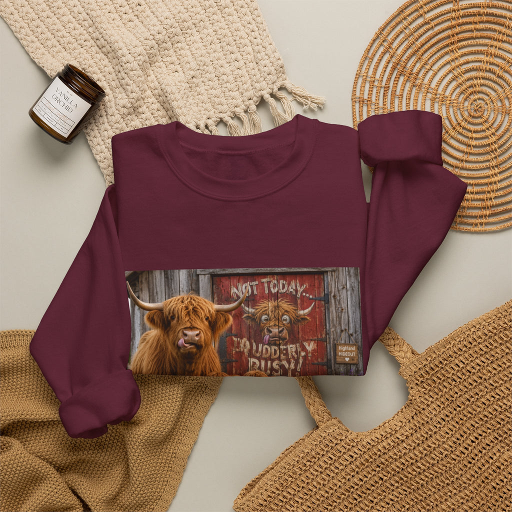 Highland Cow Family Sweatshirt - 'Not Today I’m Moody & Fluffy' Cozy Crewneck