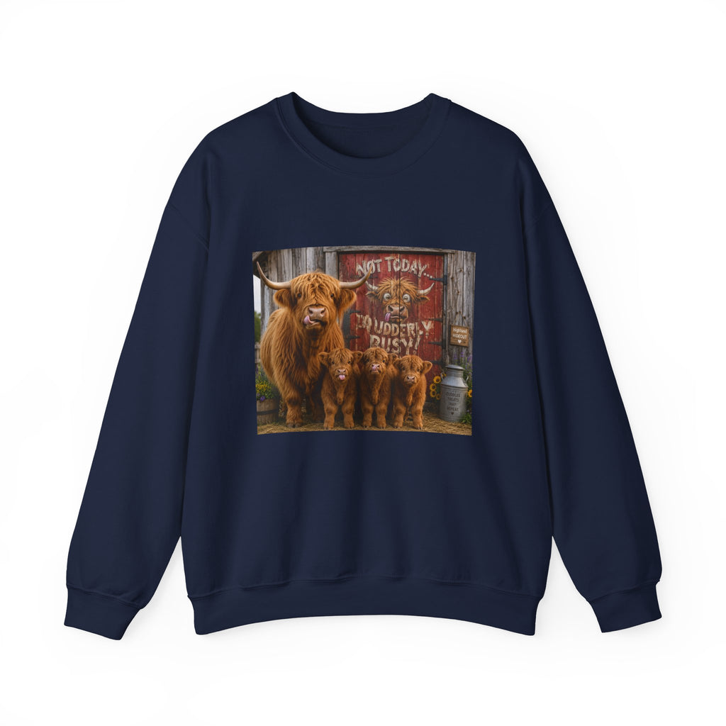 Cow Family Sweatshirt – Highland Cow Mama & Calves “Not Today” Graphic Crewneck