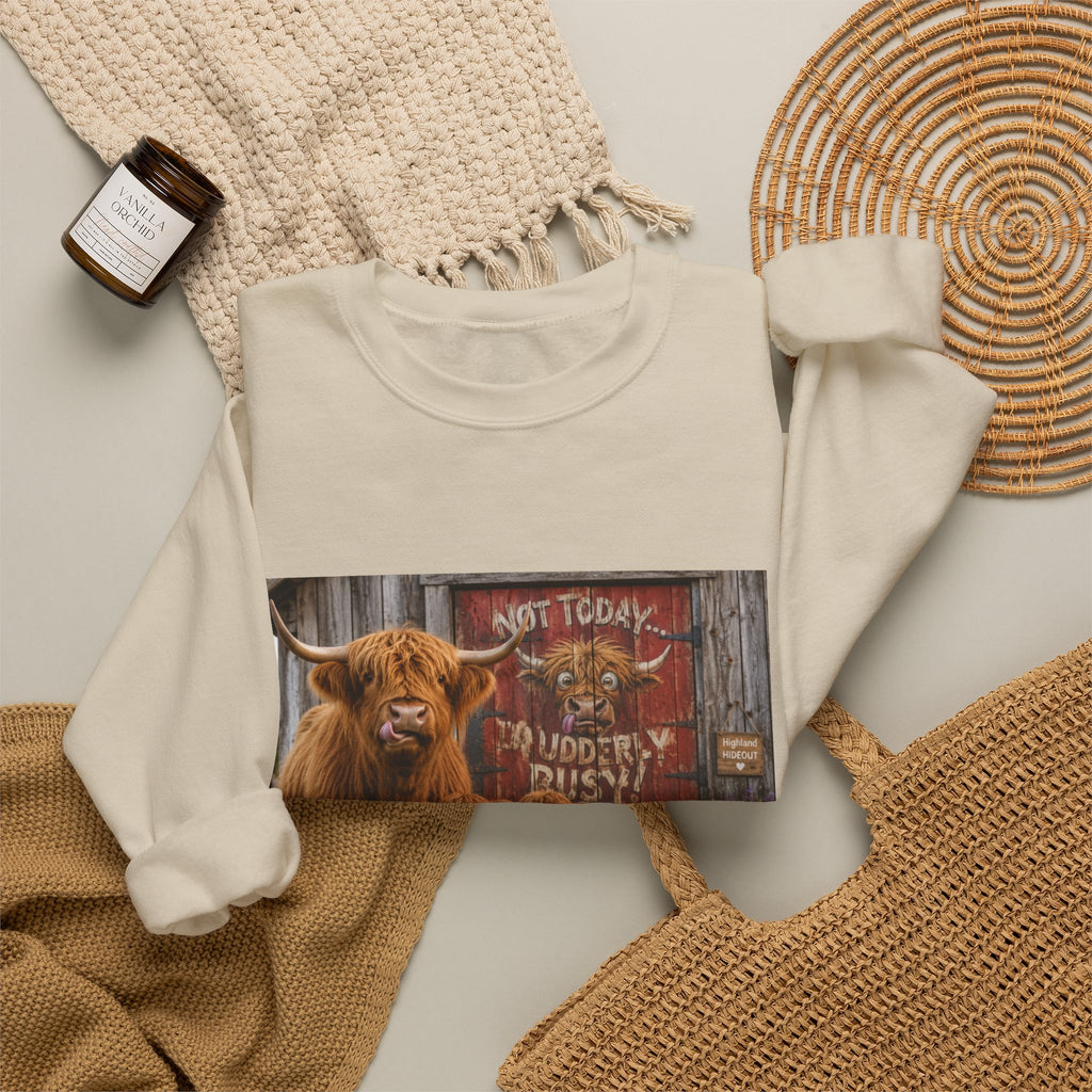 Cow Family Sweatshirt – Highland Cow Mama & Calves “Not Today” Graphic Crewneck