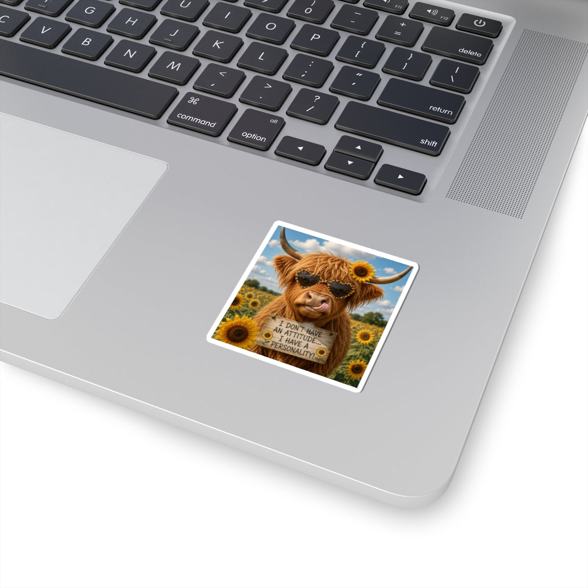 Highland Cow Sticker – "I Don't Have an Attitude... I Have a Personality" Kiss-Cut Sticker