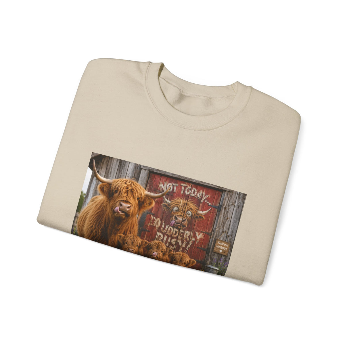 Cow Family Sweatshirt – Highland Cow Mama & Calves “Not Today” Graphic Crewneck