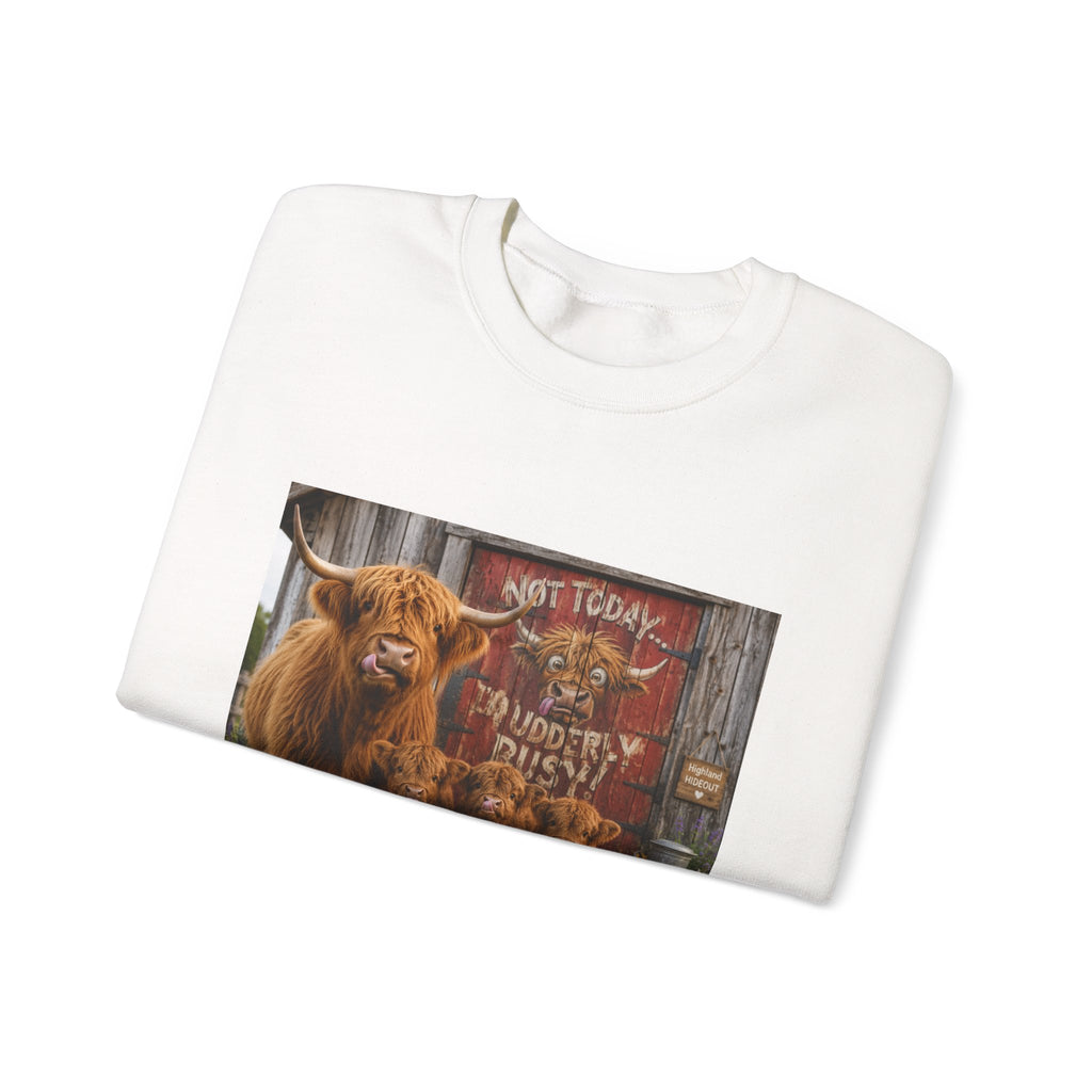 Cow Family Sweatshirt – Highland Cow Mama & Calves “Not Today” Graphic Crewneck
