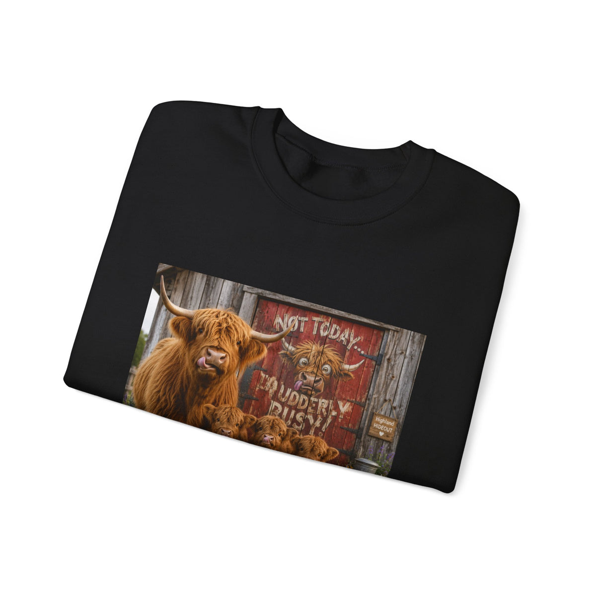 Cow Family Sweatshirt – Highland Cow Mama & Calves “Not Today” Graphic Crewneck