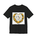 Yellow Rose Heart Monogram Tee — 'AJ Crazy Designs' Floral Logo T-Shirt