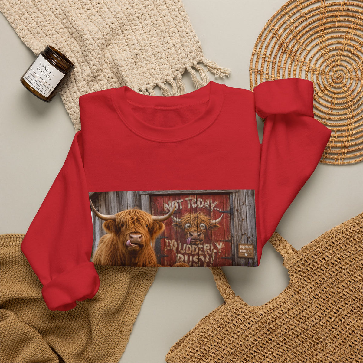 Highland Cow Family Sweatshirt - 'Not Today I’m Moody & Fluffy' Cozy Crewneck