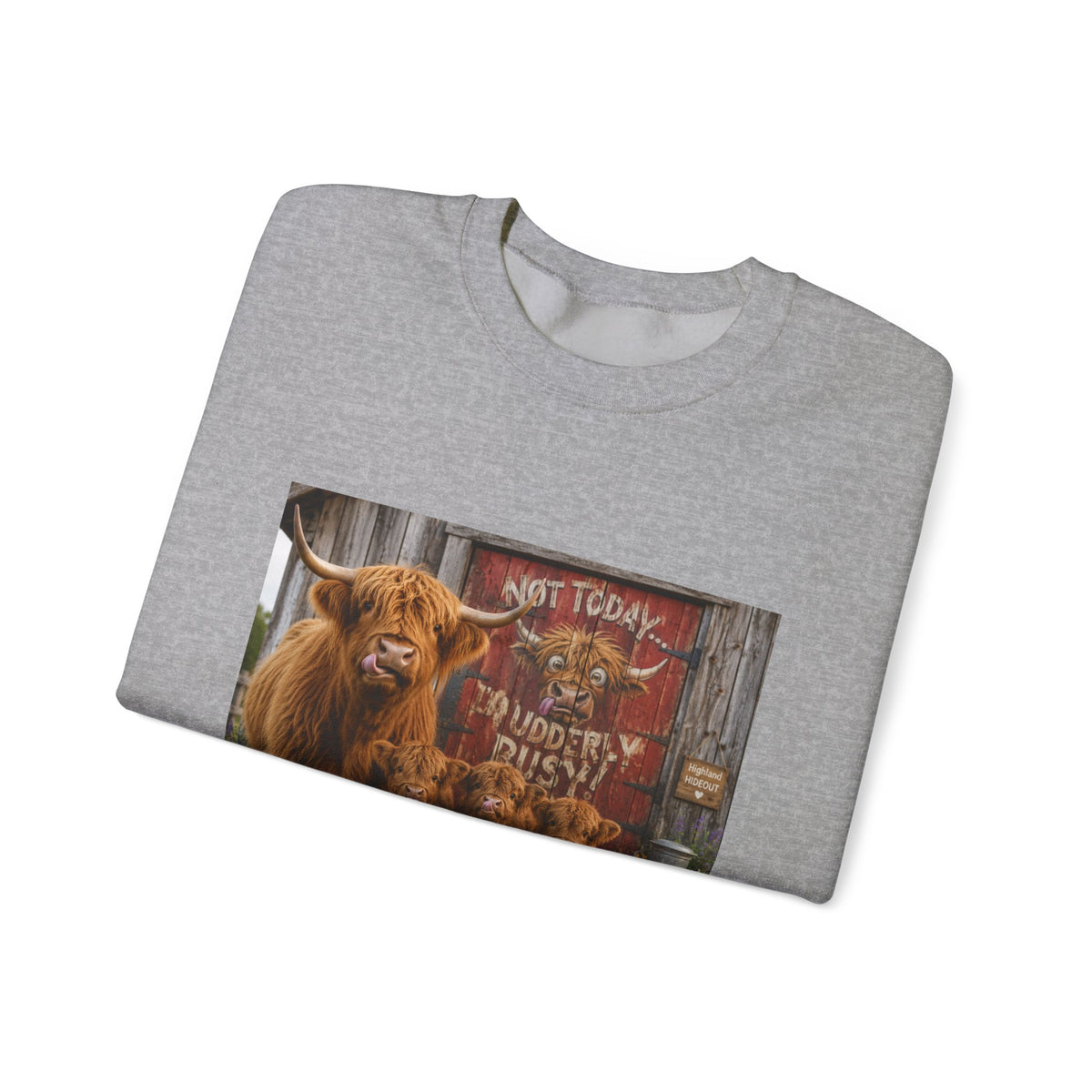 Cow Family Sweatshirt – Highland Cow Mama & Calves “Not Today” Graphic Crewneck