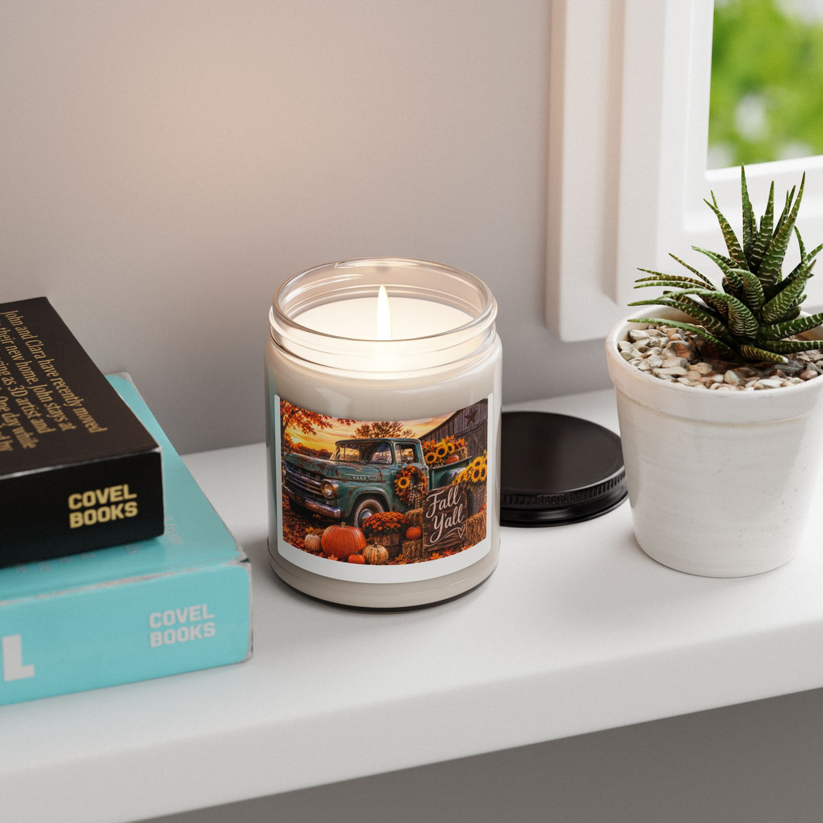 Fall Y'all Soy Candle — 9oz Rustic Pumpkin & Sunflower Autumn Scent