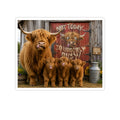 Highland Cow Family Sticker — 'Not Today, Udderly Busy' Kiss-Cut Sticker