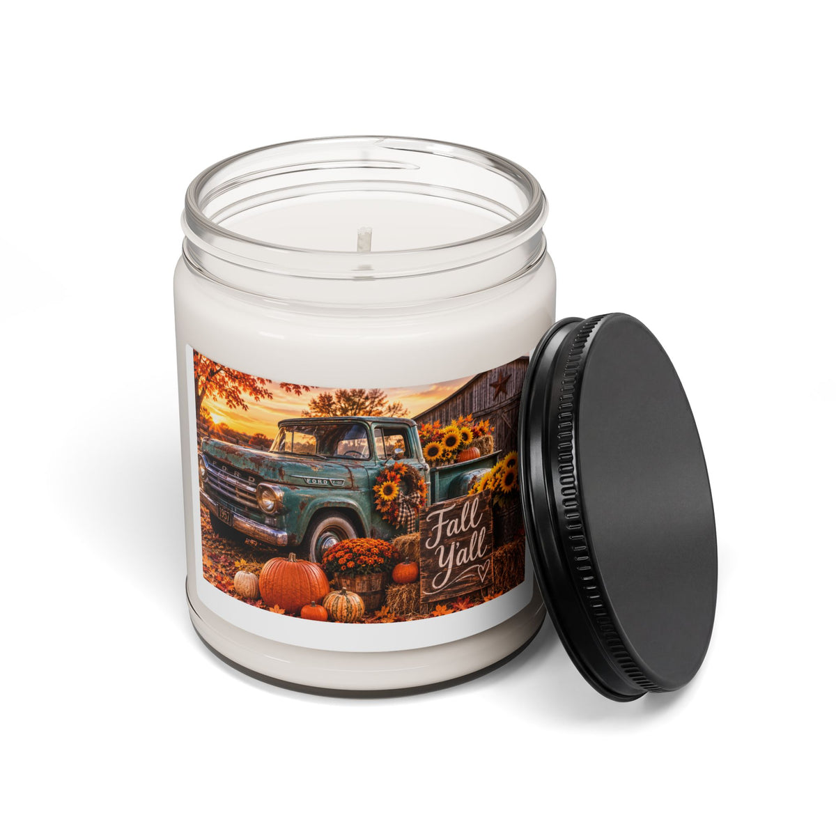 Fall Y'all Soy Candle — 9oz Rustic Pumpkin & Sunflower Autumn Scent