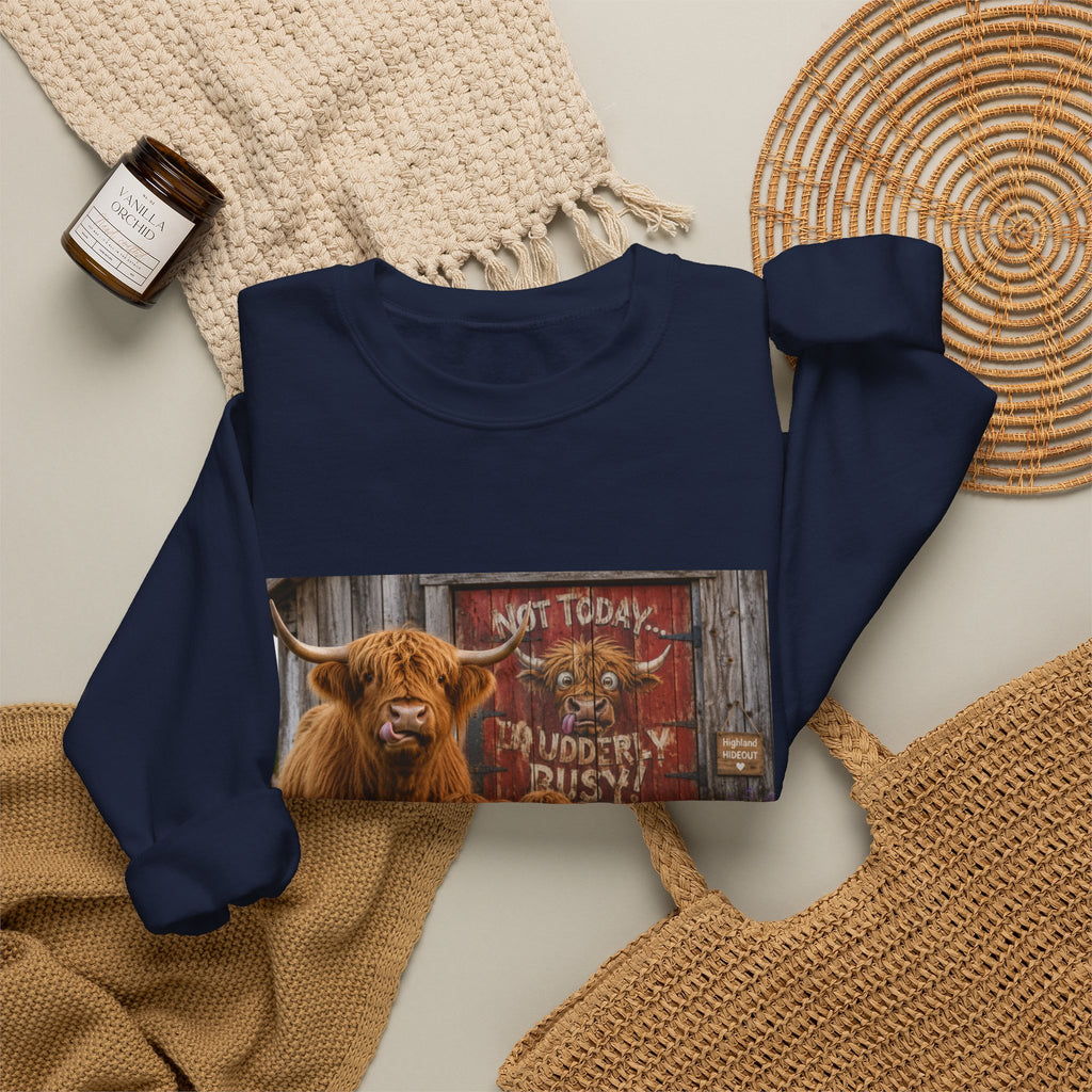 Highland Cow Family Sweatshirt - 'Not Today I’m Moody & Fluffy' Cozy Crewneck