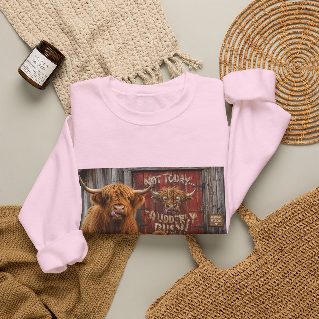 Highland Cow Family Sweatshirt - 'Not Today I’m Moody & Fluffy' Cozy Crewneck